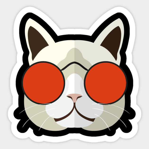 Cute Cat Face Mask Sticker by Just Be Awesome   